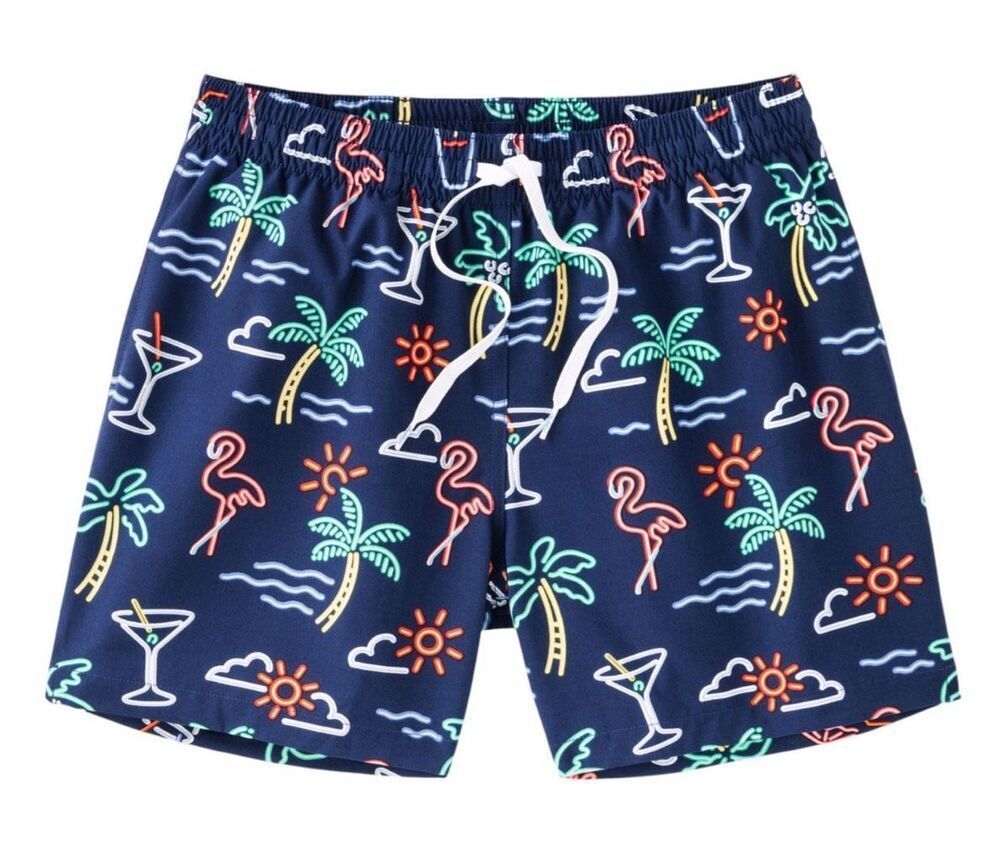 NWOT Chubbies The Neon Lights Stretch Swim Trunks Navy Blue Men's Size Small, $7